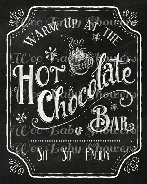 hot cocoa bar poster hand drawn chalkboard hot chocolate hot cocoa