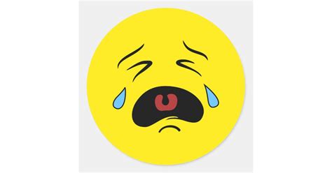 Super Sad Crying Face Emoji Classic Round Sticker Zazzle