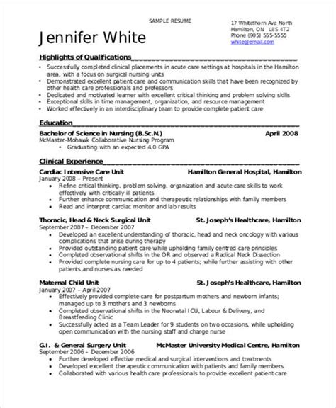 sample student nurse resume templates  ms word