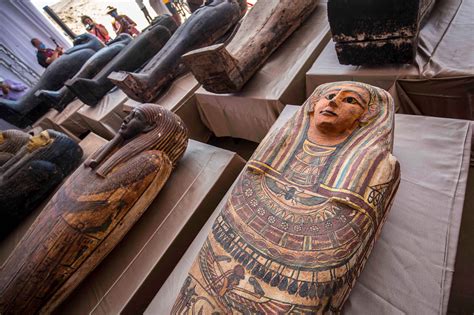 dozens  ancient coffins unveiled  egypt
