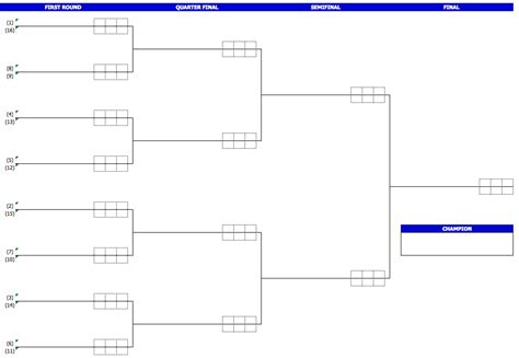 team bracket template excel