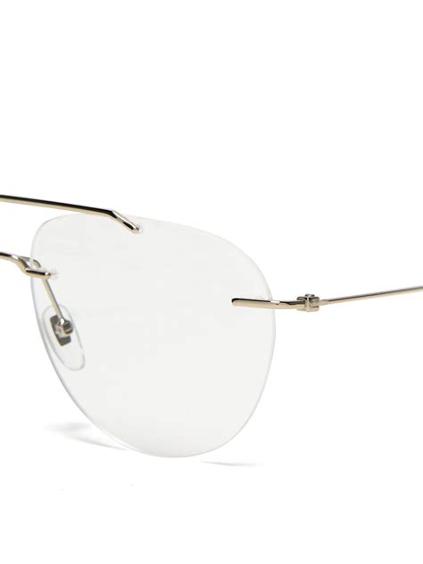 gucci silk rimless aviator glasses in metallic lyst