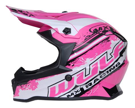 wulfsport cub  road pro motocross helmet pink riders  rollers