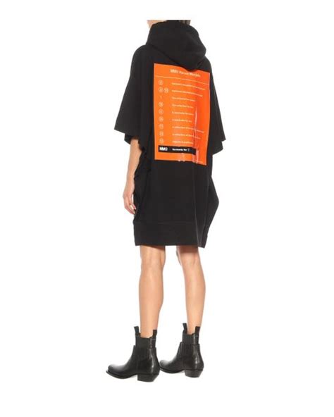 Mm6 By Maison Martin Margiela Printed Cotton Hoodie Dress In Black Lyst