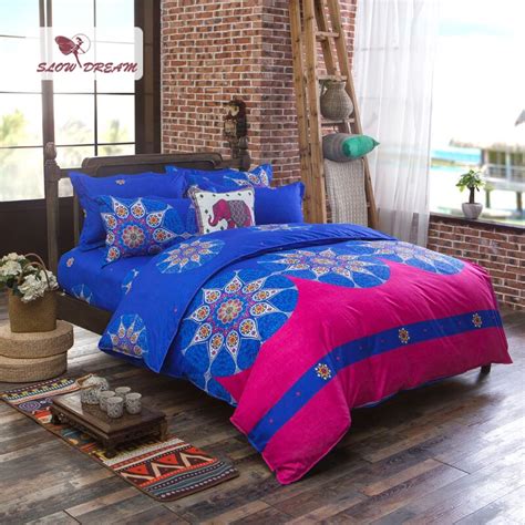 Slowdream Ham Bohemia Blue Bedding Set Polyester Bedclothes For Home