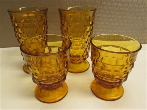 lot detail stunning vintage amber glass drinking glasses and goblets