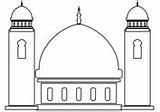 Mosque Coloring Printable Clipart Pages Ramadan Template Islam Kids Worksheets Preschool Lantern Size sketch template