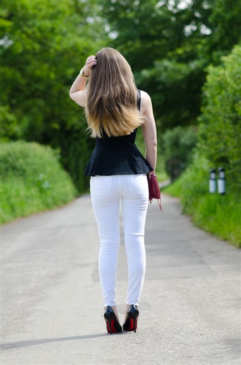 Paige Jane White Skinny Jeans Black Peplum And Louboutins