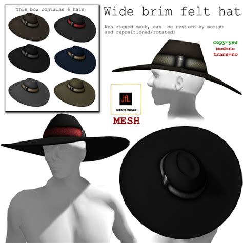 second life marketplace demo giver box jfl wide brim felt hat