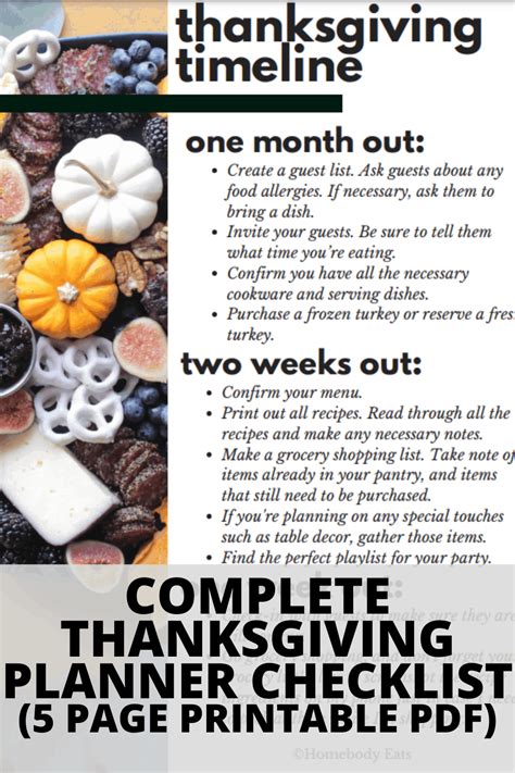 printable thanksgiving checklist  planner  homebody eats