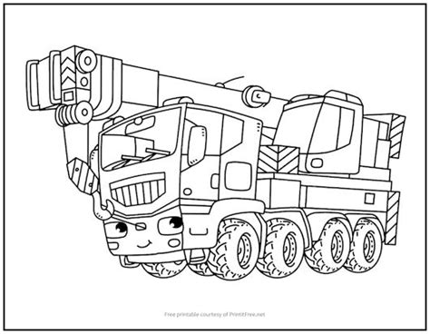 crane truck coloring page print