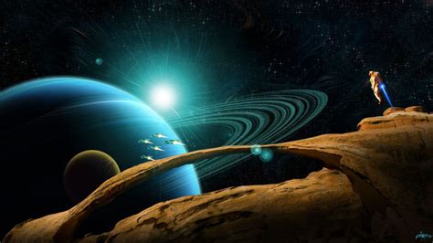 outer space planets science fiction wallpaper