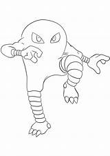 Pokemon Hitmonlee Coloring Pages Generation Type Fighting Kids sketch template