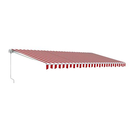 aleko  ft manual patio retractable awning   projection  red  white stripes
