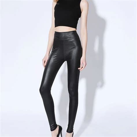 sexy leather pants high waist slim trousers women casual skinny stretch