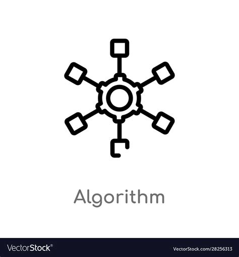 outline algorithm icon isolated black simple  vector image