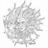Coloring Pages Fantasy Adults Moon Sun Hippie Color Drawing Adult Printable Fairy Drawings Books Therapy Sheets Book Getcolorings Apple Tattoo sketch template