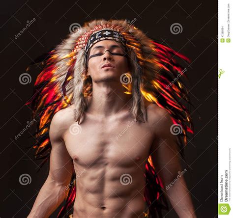 Indian Strong Man With Traditional Native American