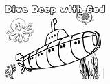 Underwater Vbs Submerged Deep Submarine Colouring Snacks Daycare Craft Slogan Freebiefriday sketch template