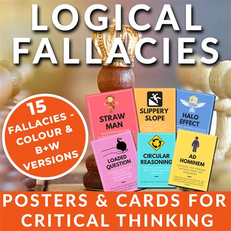 logical fallacy terms posters learning cards stylish wall art