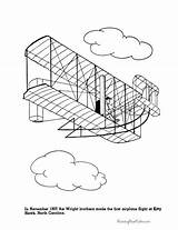 Wright Brothers Coloring Pages Airplane Plane First History Kids Hawk Kitty Choose Board Airplanes Flight sketch template