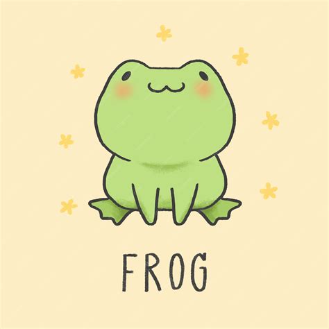 Premium Vector Cute Frog Cartoon Hand Drawn Style