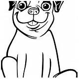Pug Coloring Puppy Smile Big sketch template