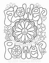 Coloring Pages Flower 70s Color Printable Power Peace Sheets Kids 60s Thaneeya Disco Adult Hippie Mcardle Book Template Books Getcolorings sketch template