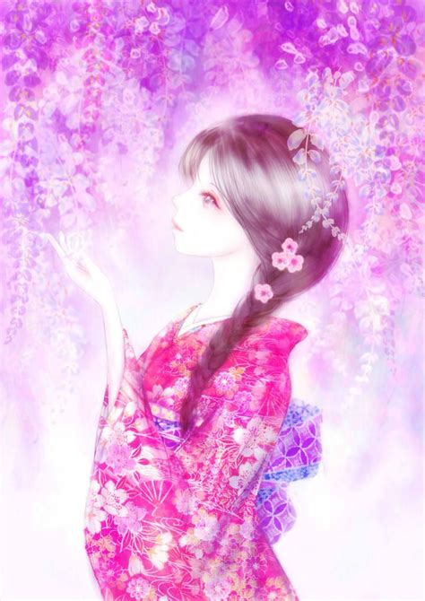 anime girl in kimono animação japonesa animação oriente