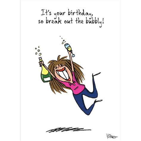 Woman With Bubbly Funny Humorous Feminine Birthday Card For Her