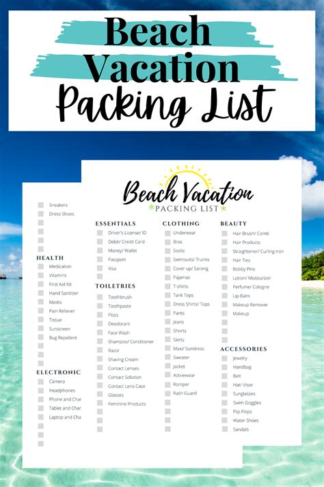beach packing list printable beach vacation packing list australia