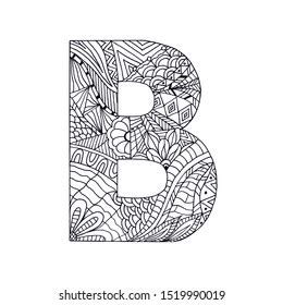 coloring page letter  children adults stock illustration