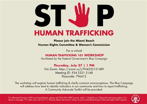 Virtual Workshop Stop Human Trafficking City Of Miami Beach