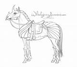 Horse Lineart Armored Horses Deviantart Tack Line Riders Cliparting Girl sketch template