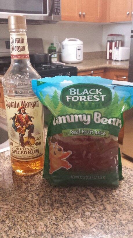captain morgan rum gummy bears pour rum   bag    soak overnight  easy tasty