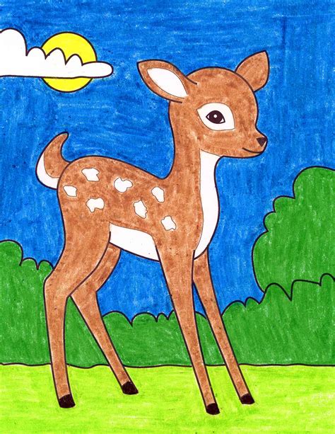 easy   draw  deer tutorial  deer coloring page