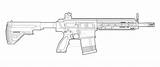 Rifle Assault Hk417 Lineart Blueprints sketch template