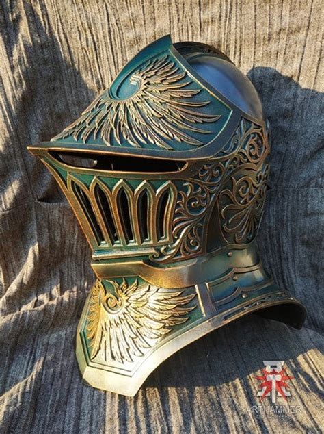 italian knight helmet  gorget larp helmet paladin armor etsy