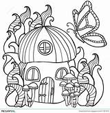 Coloring Mushroom Pages House Butterfly Fores Printable Getcolorings Forest Color Print sketch template