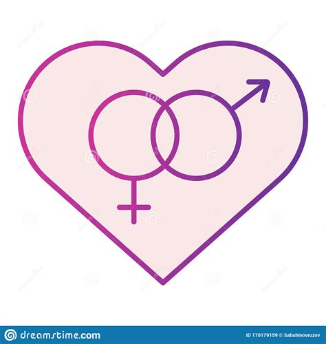 Heterosexual Symbol In Heart Line And Solid Icon Romantic Hetero Heart