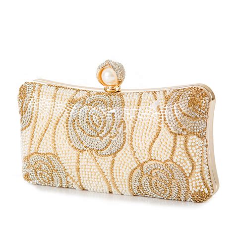 art gold rose crystal clutch bridal bagwedding clutch party bag prom bag