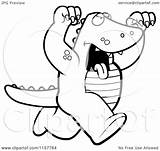 Alligator Cartoon Attacking Ferocious Clipart Thoman Cory Outlined Coloring Vector 2021 sketch template