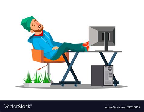 Lazy Employees Office Worker Sleeping In The Vector Image