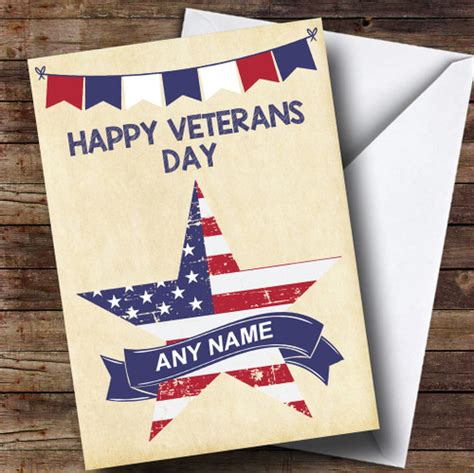 usa flag star personalised veterans day card  card zoo