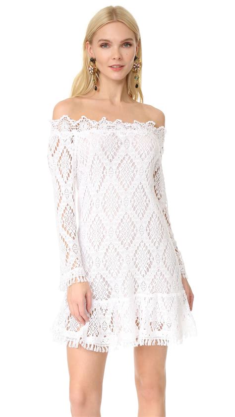 Temptation Positano Lace Off Shoulder Dress In White Lyst