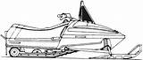 Snowmobile Skidoo Coloring Pages Printable Drawing Transportation Drawings sketch template