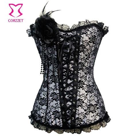 beading floral victorian lace overbust corset gothic clothing bustier