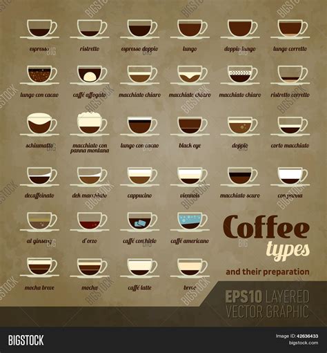 coffee types  vector photo  trial bigstock