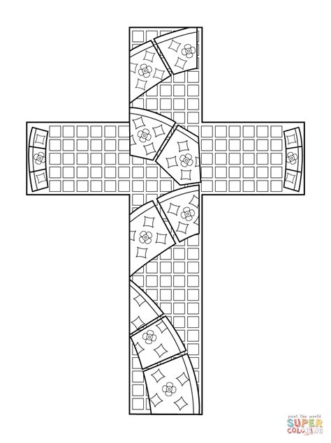 cross mosaic coloring page  printable coloring pages