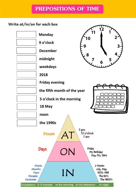prepositions  time   worksheet
